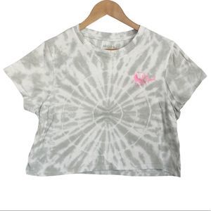 Reef Legends Crop Top Tie Dyed Tee Shirt Embroidered Logo Gray Size M